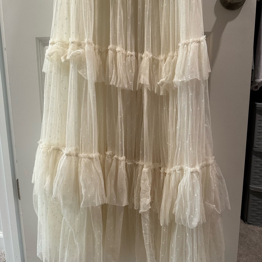 Sheer Cream Ruffled Dress - Picture 2 of 3